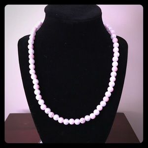 Pink & White pearl bling necklace & Bracelet Set